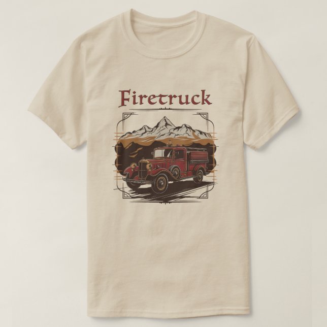Camiseta Retro fire engine mountain range (Diseño del anverso)