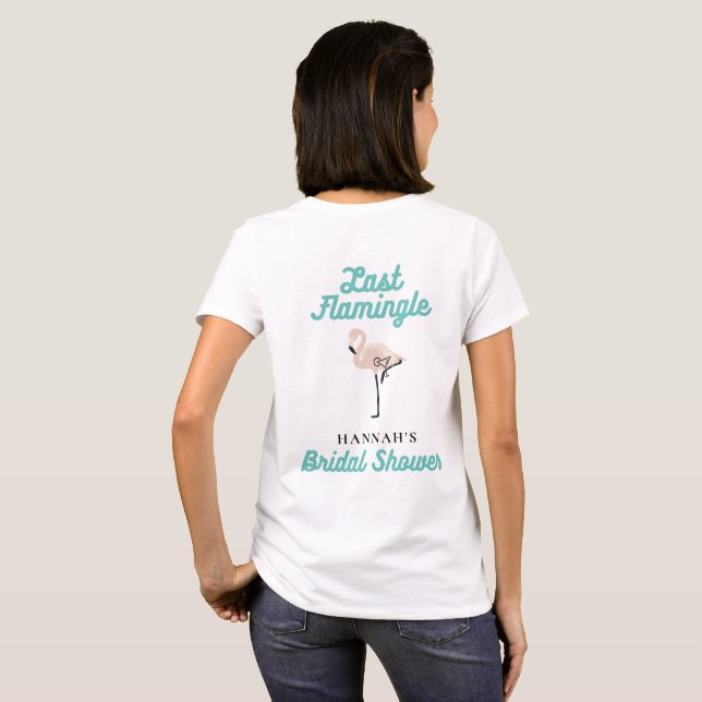 Camiseta Retro Flamingo Novia Flock Bridal Shower azul (Reverso completo)