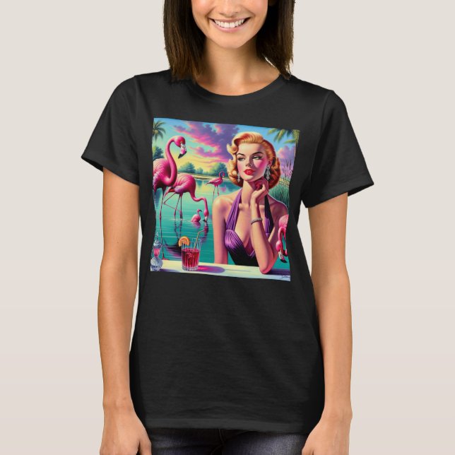 Camiseta Retro Flamingo Pin-Up (Anverso)