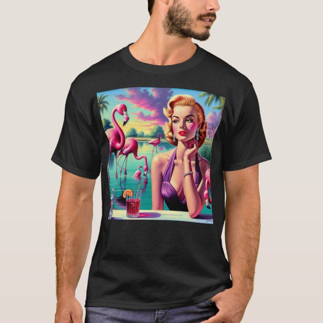 Camiseta Retro Flamingo Pin-Up (Anverso)