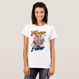Camiseta Retro Flor de Poder Mariposa Vintage Hippie