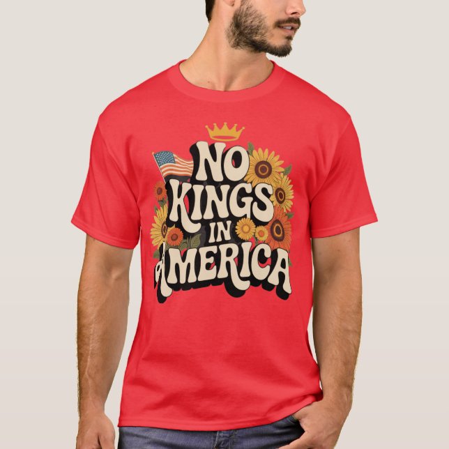 Camiseta Retro Floral 70's Shirt Women No King In American  (Anverso)