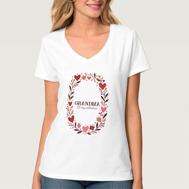 Camiseta Retro Floral Heart Valentine Custom Grandma Mom (Anverso)