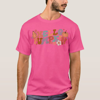Camiseta Retro Floral Hola Calabaza Calabaza Caída Cosecha 