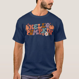 Camiseta Retro Floral Hola Calabaza Calabaza Caída Cosecha 