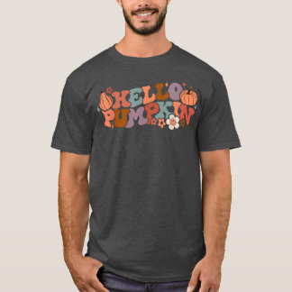 Camiseta Retro Floral Hola Calabaza Calabaza Caída Cosecha 