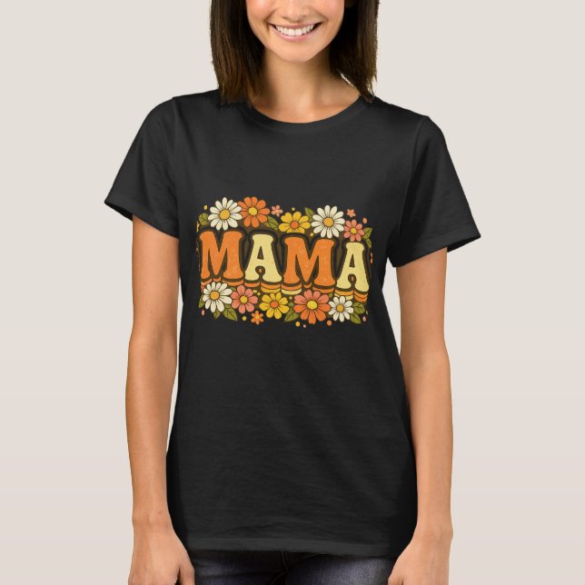 Camiseta Retro Floral Mama – Madre Boho Vintage  (Anverso)