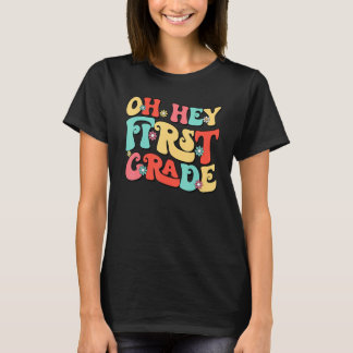 Camiseta Retro Floral Oh Hey First Grade 1st Grade Back To