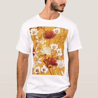 Camiseta Retro Floreciente: Arte De Línea Floral Inconcluso