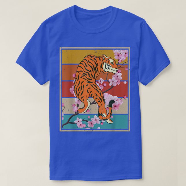 Camiseta Retro Florecimiento de cerezo animal de gato salva (Diseño del anverso)