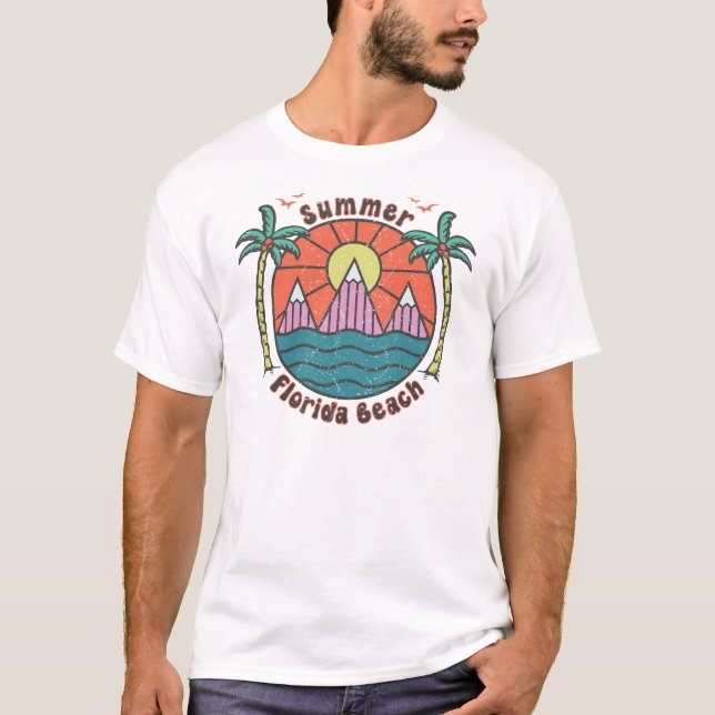 Camiseta Retro Florida Beach Sunset (Anverso)