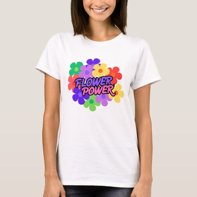 Camiseta Retro Flower Power 60s 70s Floral Slogan T-Shirt (Anverso)