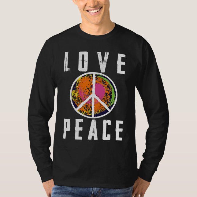 Camiseta Retro Flower Power 60s 70s  Love Peace Freedom 2 (Anverso)