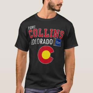 Camiseta Retro Fort Collins Bandera Colorado Vintage Fade