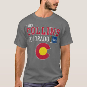 Camiseta Retro Fort Collins Bandera Colorado Vintage Fade