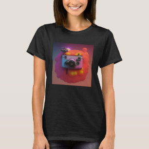 Camiseta Retro Funky Colorful Tech Wow Fotografía de cámara