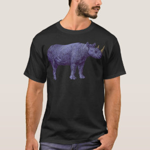 Camiseta Retro Funky Espíritu Púrpura Animal Rinoceronte Lo