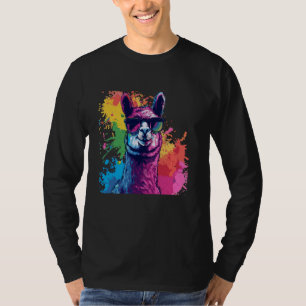Camiseta Retro Funny Alpaca Art Gafas de sol Orgullo Gif Ve