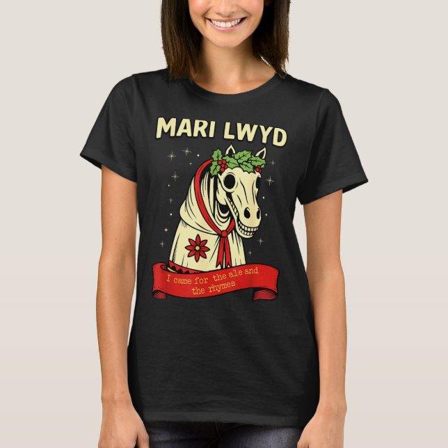 Camiseta Retro Funny Folklore Skeleton Horse Mari Lwyd Yule (Anverso)