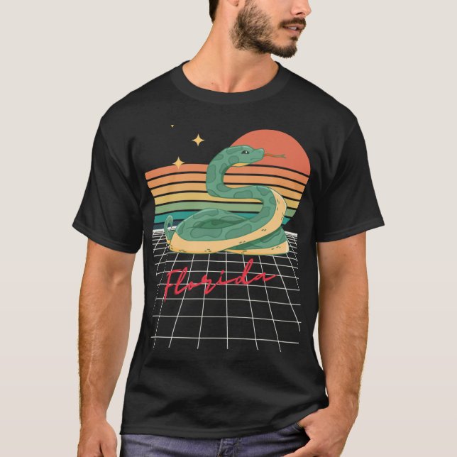 Camiseta Retro Futuristic 80s Florida Sunset Snake Oversize (Anverso)