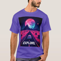  Retro-Futuristic Synthwave "EXPLORE" Desert Night