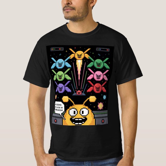 Camiseta Retro Galaga Galagans T-Shirt - Bee-lieve in Forma (Anverso)