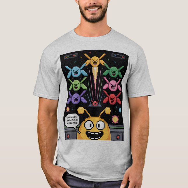 Camiseta Retro Galaga Galagans T-Shirt - Bee-lieve in Forma (Anverso)