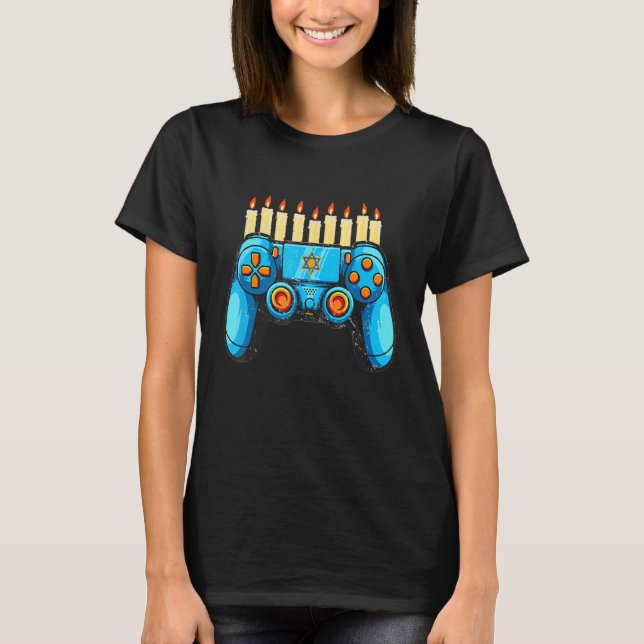 Camiseta Retro Gamepad Feliz Hanukkah Pajama Family Matchi (Anverso)