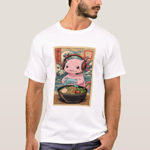 Camiseta Retro Gamer Axolotl Ramen Comida Japonesa Juegos