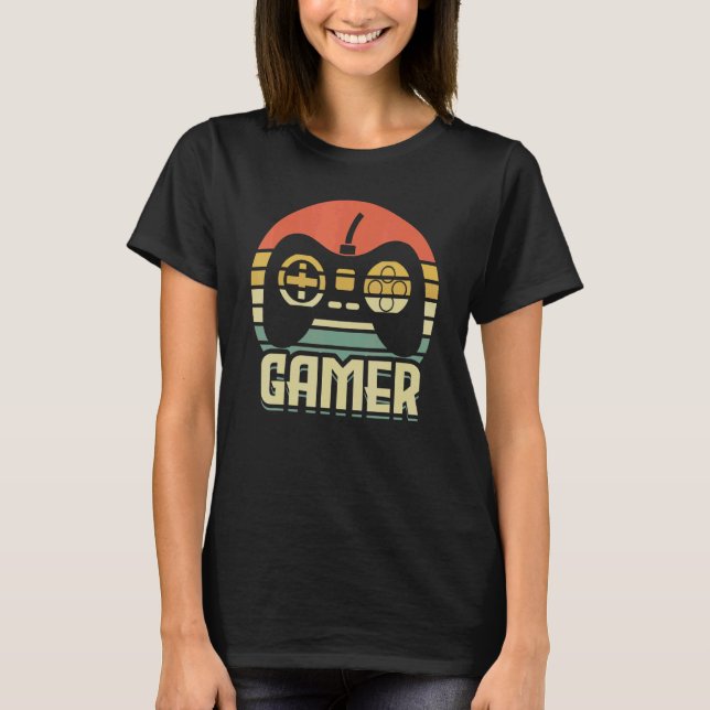 Camiseta Retro gamer con consola de juegos (Anverso)