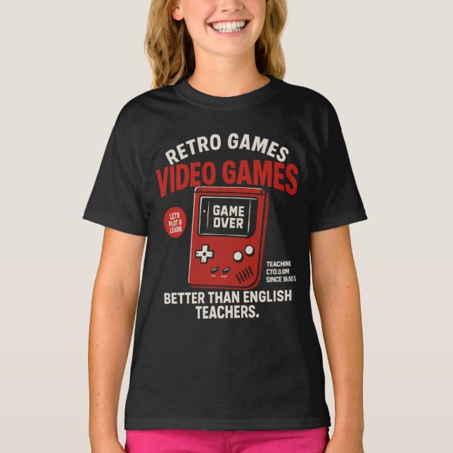 Camiseta  Retro games video games teaching english since  (Anverso)
