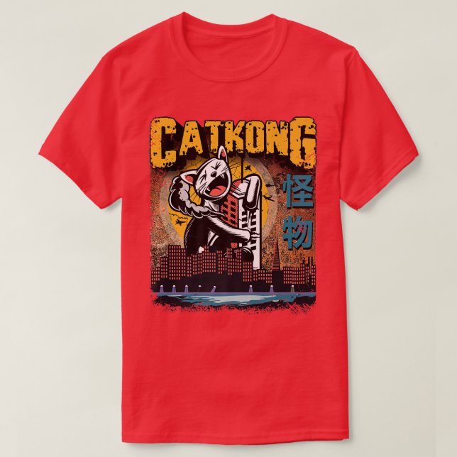Camiseta Retro Gaming Otaku Grunge Japan Monster Cat Kanij  (Diseño del anverso)