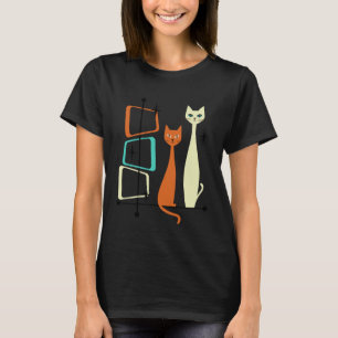 Camiseta Retro Gatos Moderno Mediados de Siglo 50s