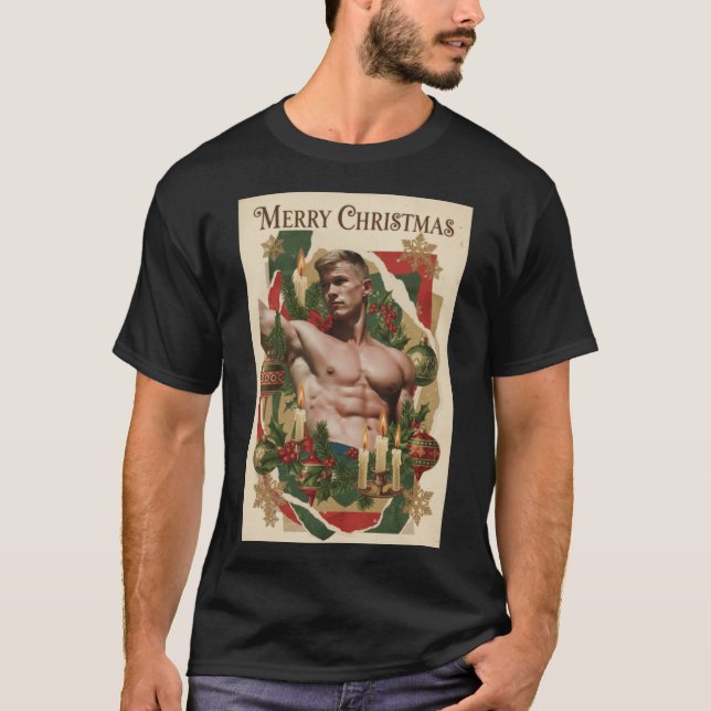 Camiseta Retro Gay Pride Christmas Card  gift (Anverso)