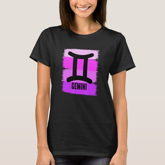 Camiseta Retro Gemini Mujeres Zodiac Símbolo Astrología Vin (Anverso)