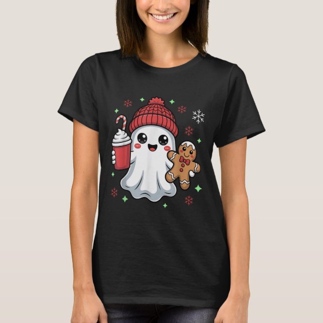 Camiseta Retro Ghost Beanie Christmas Holiday Xmas Coffee G (Anverso)