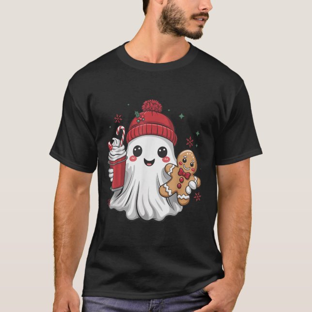 Camiseta Retro Ghost Beanie Christmas Holiday Xmas Coffee G (Anverso)
