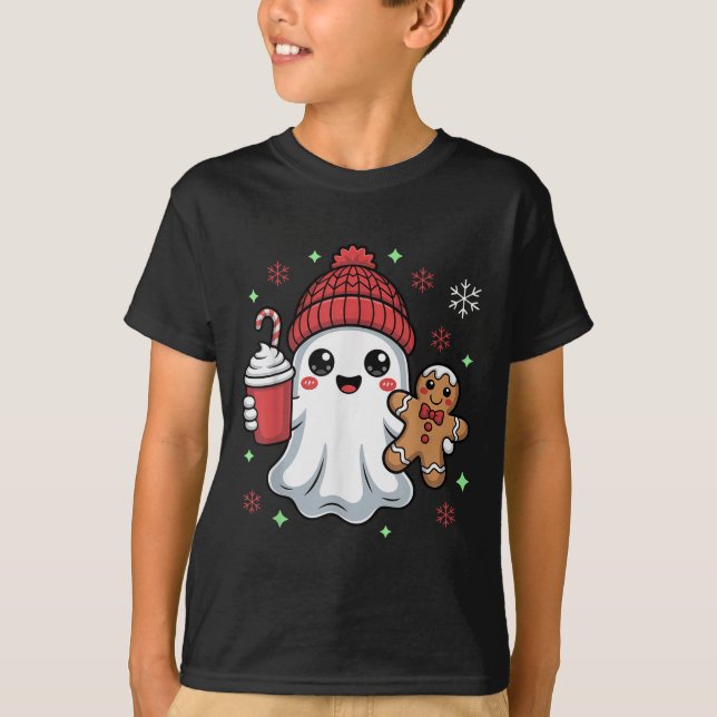 Camiseta Retro Ghost Beanie Christmas Holiday Xmas Coffee G (Anverso)
