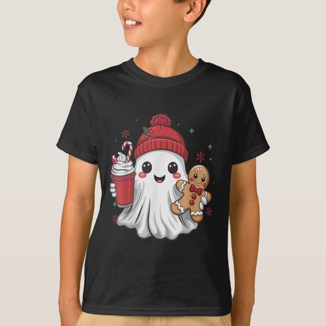 Camiseta Retro Ghost Beanie Christmas Holiday Xmas Coffee G (Anverso)