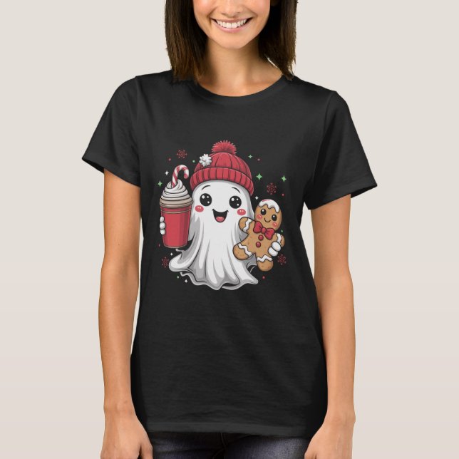 Camiseta Retro Ghost Beanie Christmas Holiday Xmas Coffee G (Anverso)