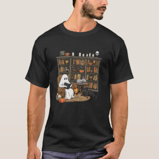 Camiseta Retro Ghost leyendo libros bibliotecarios Fantasma