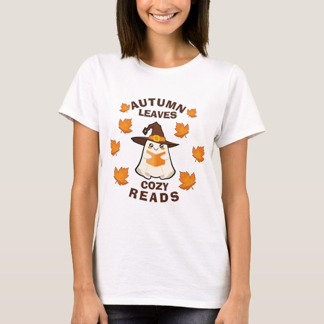 Camiseta Retro Ghost otoño deja cómodos lera lecturas de Ha (Anverso)