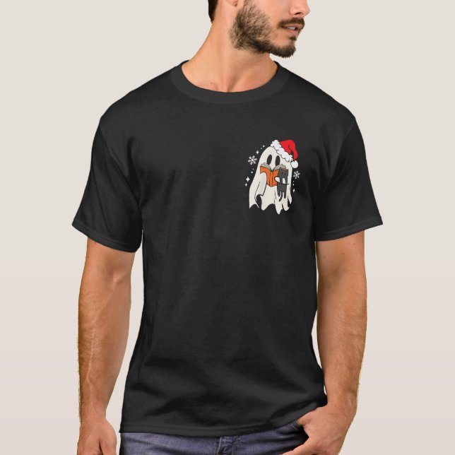 Camiseta Retro Ghost Reading Book With Cat Bookish Club Chr (Anverso)