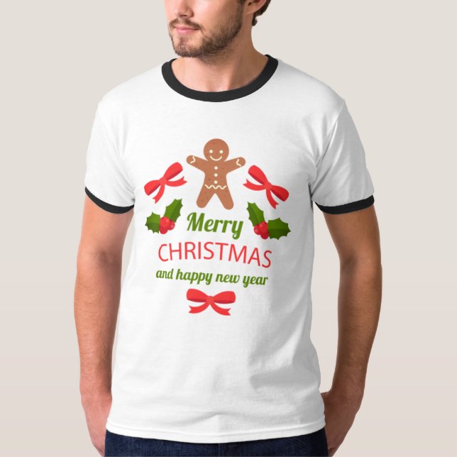 Camiseta Retro Gingerbread Christmas Ringer Tee USA (Anverso)