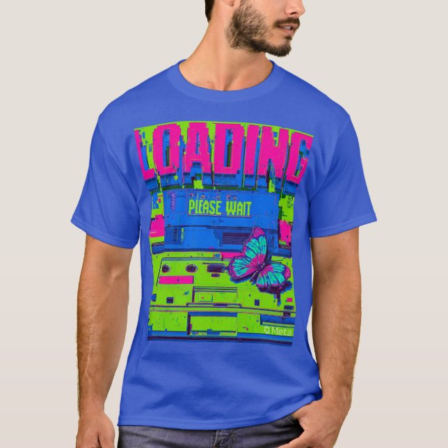 Camiseta Retro Glitch Art Butterfly Loading Please Wait T-S (Anverso)