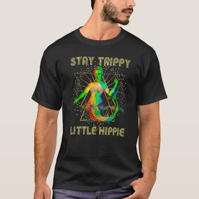 Camiseta Retro Glitchy Stay Trippy Hippie Weird Mermaid Des (Anverso)