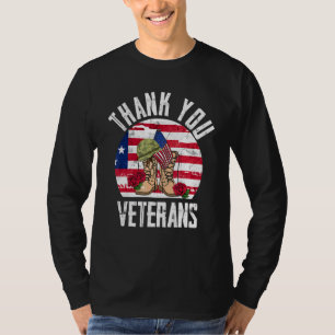 Camiseta Retro Gracias Veteranos Combatir Boots Veter Flore