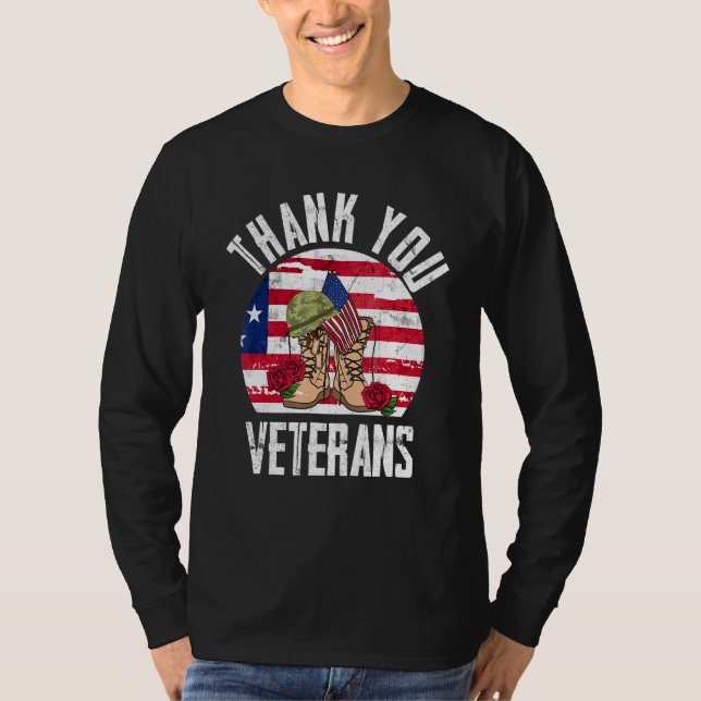 Camiseta Retro Gracias Veteranos Combatir Boots Veter Flore (Anverso)