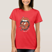 Camiseta Retro Gráfica de Labios Rojos y Cereza