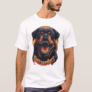 Camiseta Retro Gráfica de Perro Rottweiler Feroz